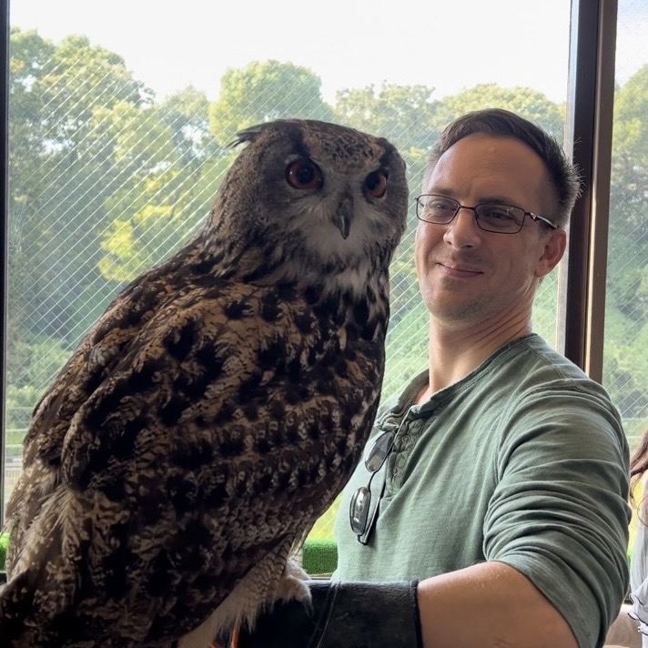 Andy Emerson, with an owl